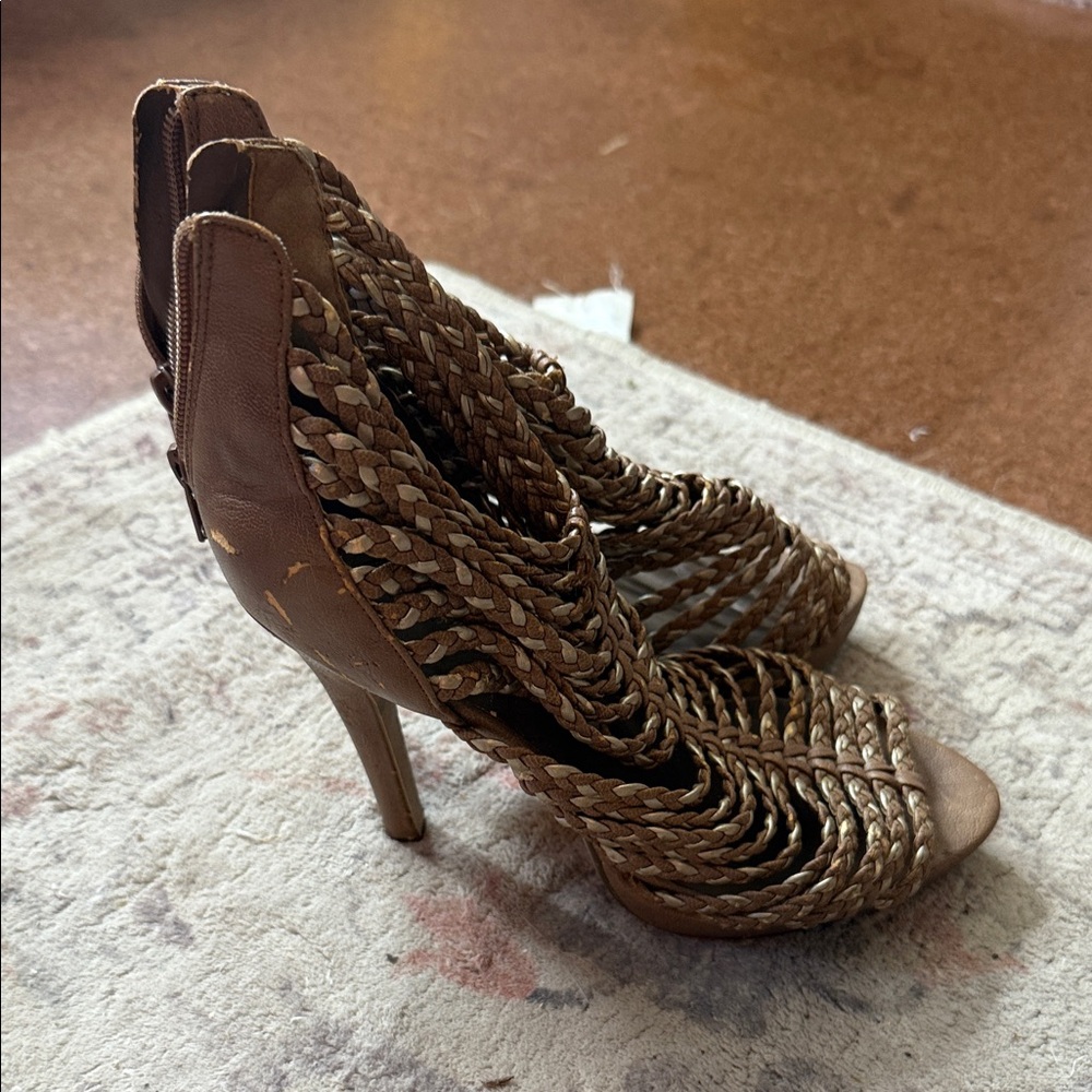 Paprika Braided Tan Heels